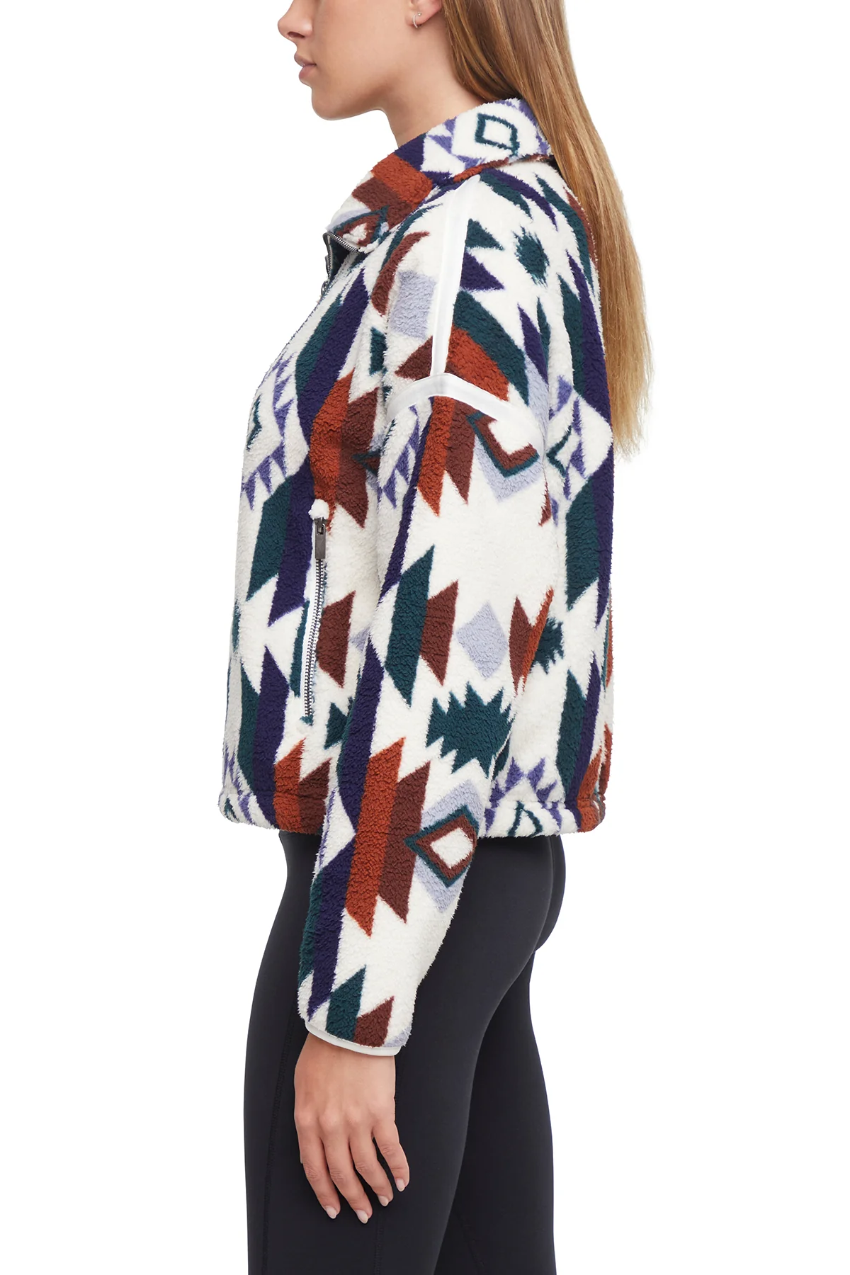 Blair Sherpa Jacket (Beacon Blue Aztec Tribal Strip) - Image 3