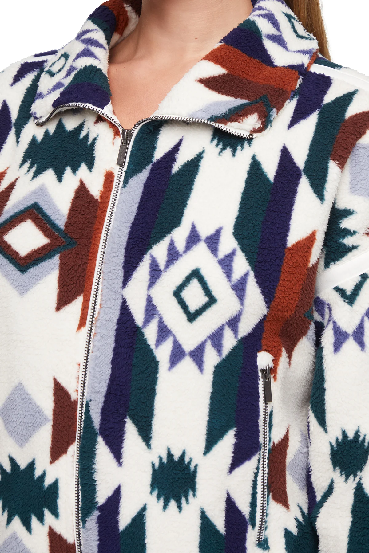 Blair Sherpa Jacket (Beacon Blue Aztec Tribal Strip) - Image 6