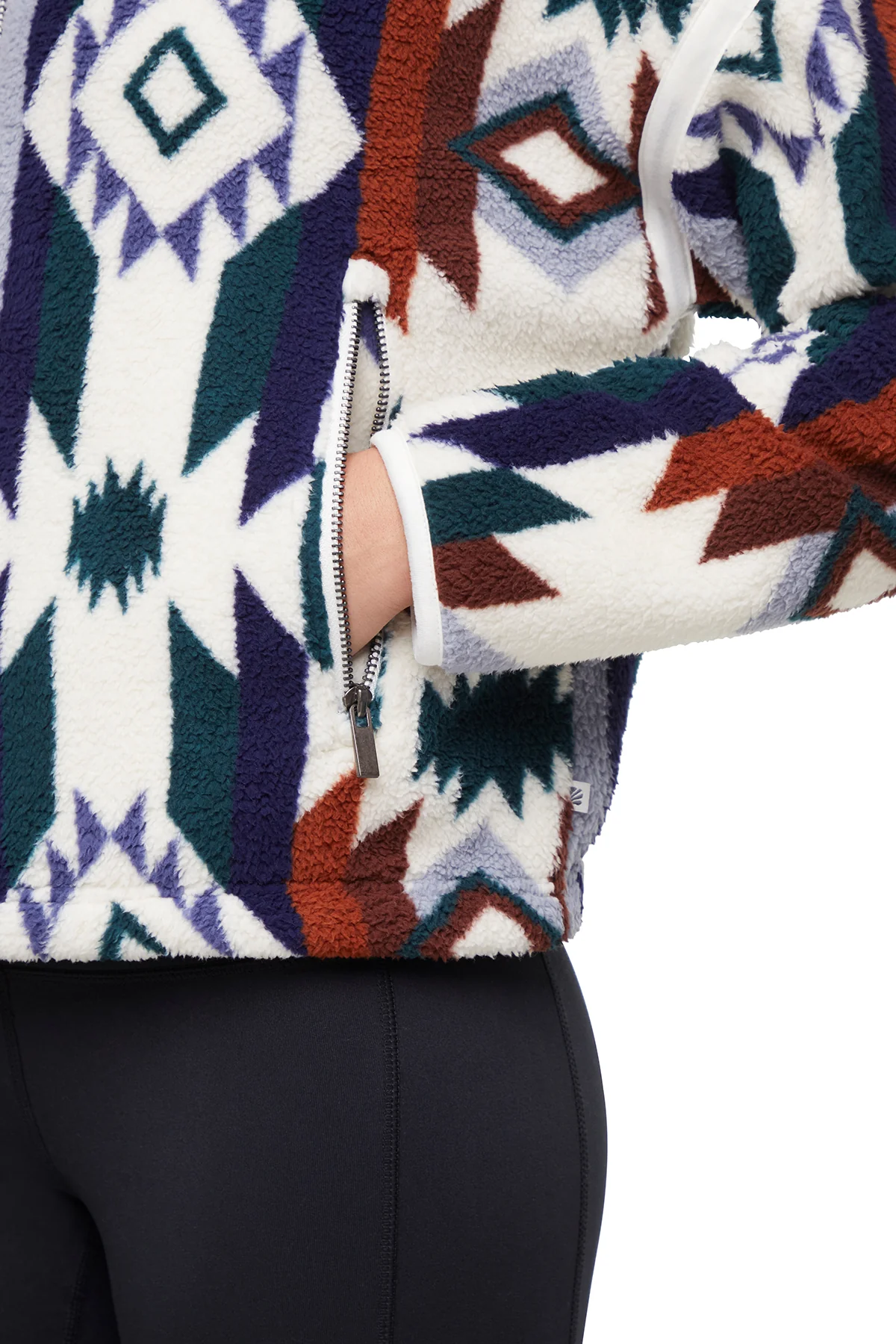 Blair Sherpa Jacket (Beacon Blue Aztec Tribal Strip) - Image 7