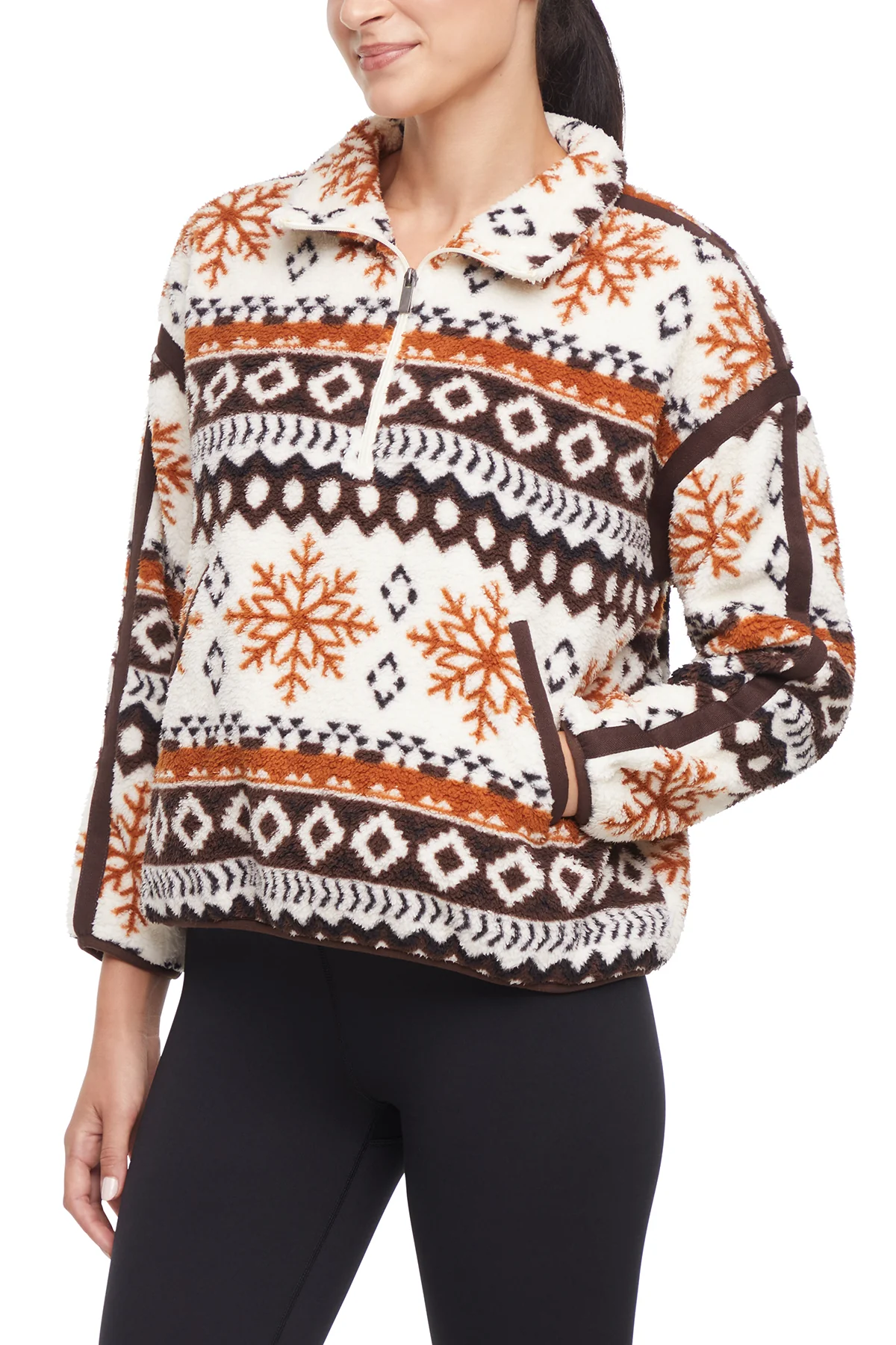 Caliste 1/4 Zip - Black Coffee Abstract Snowflake Geo - Image 4